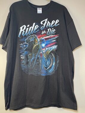 Delta Black 'Ride Free on Die' Motorcycle Graphic Tee
